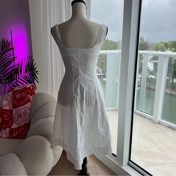 Theory Women’s White Scoop Neck Button Up Dress | US 0 - Picture 9 of 14